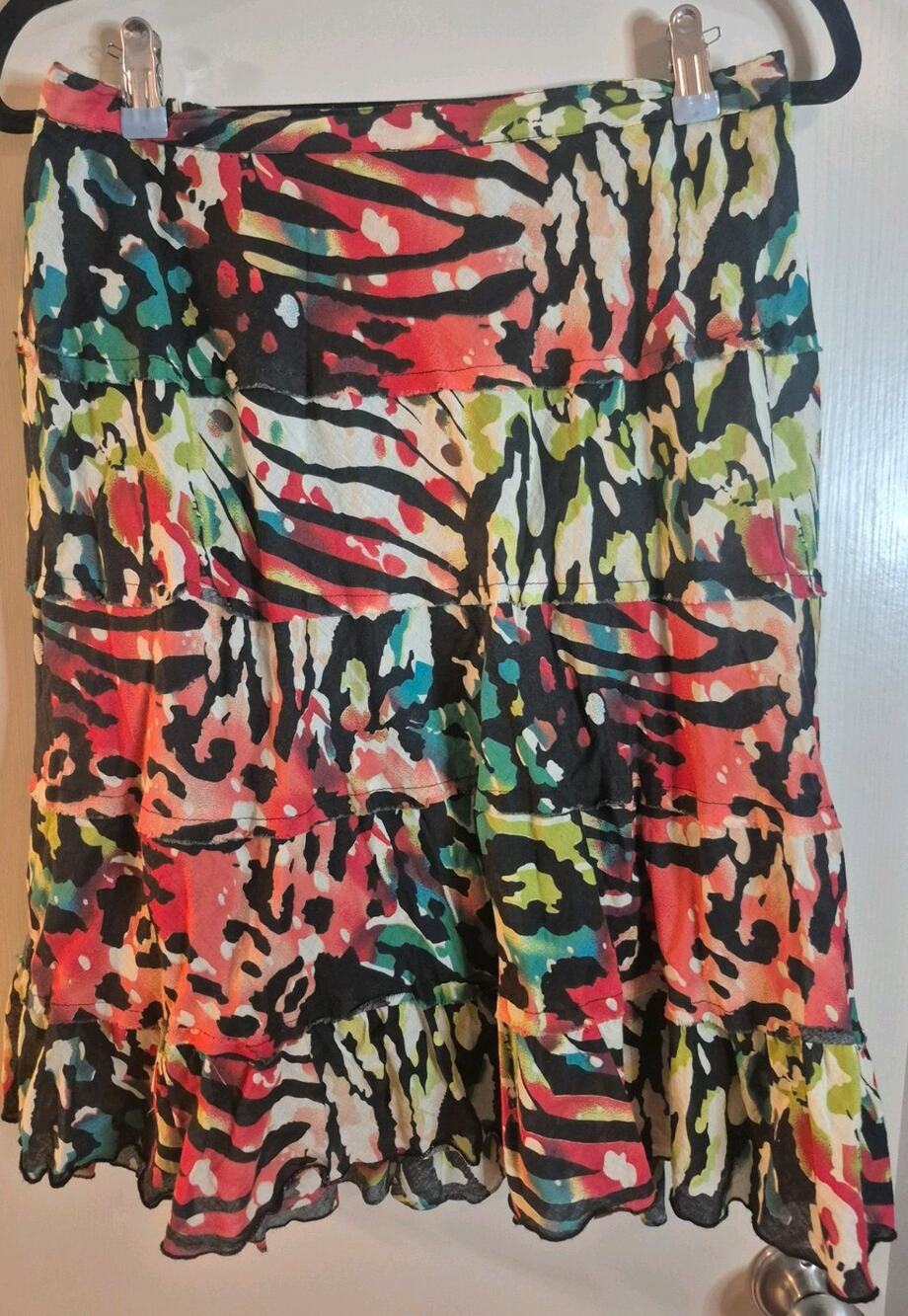 Studio West Animal Print Stretch Waist Lightweight 100% Cotton Skirt Size M